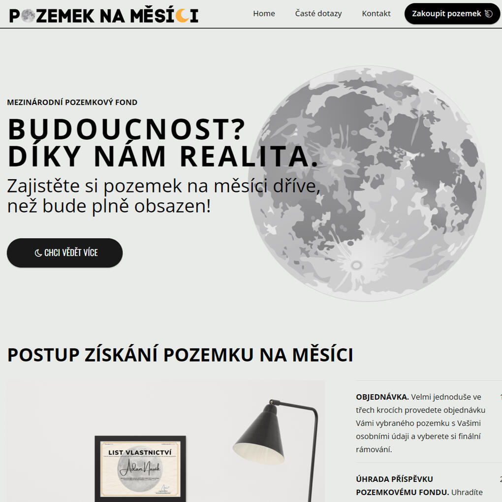 Pozemek Na Měsíci - internetový obchod